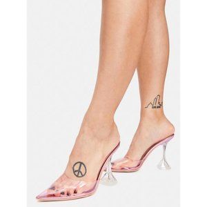 BRAND NEW AZALEA WANG PINK CAKE STAND HEEL MULES